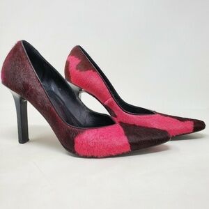 Casadei Animal Print Pony Hair Heel Pumps Pink Brown Size 7.5 Italy